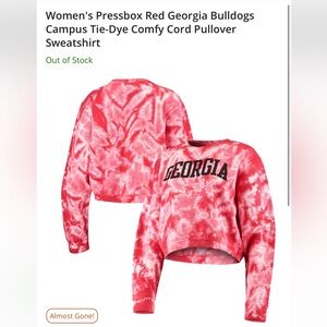 Women's Pressbox Red Georgia Bulldogs Campus Tie-Dye Pullover Sweatshirt